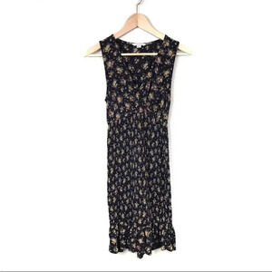 AE Black Floral Smocked Ruffle Hem Midi Dress Sz XL